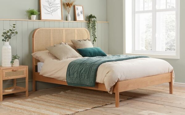 Birlea Margot Rattan Bed Frame, Superking, Oak