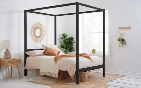 Birlea Mercia Four Poster Bed Frame, Double, Black