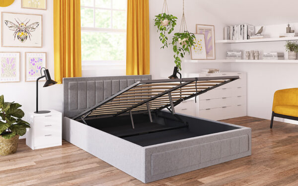 Novo Lottie Fabric Ottoman Bed Frame, Double, Grey