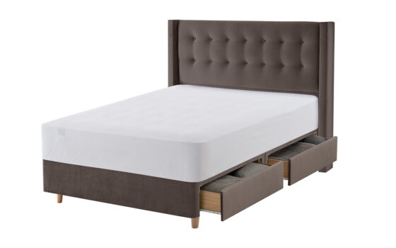 Silentnight Bloomsbury Charcoal Velvet Bed Frame, Double, 2 Drawers