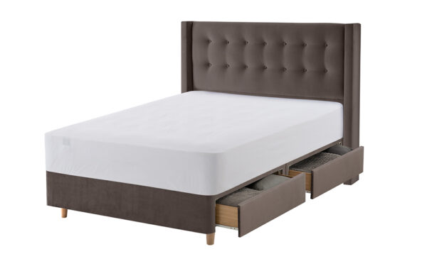 Silentnight Bloomsbury Charcoal Velvet Bed Frame, Superking, 2 Drawers