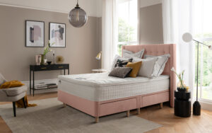 Silentnight Bloomsbury Dusky Pink Velvet Bed Frame, Double, 2 Drawers